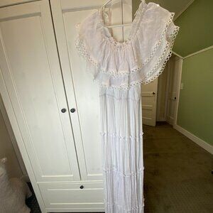 White Ruffle Top Maxi Dress (S)